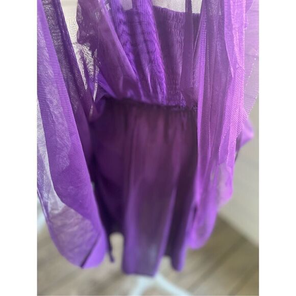 NWT Anthropologie Maeve Ruffled Tulle Mini Dress Purple Size L - Picture 14 of 15